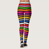 Zwart Multicolor Stripes Lines Patroon Design Leggings (Achterkant)