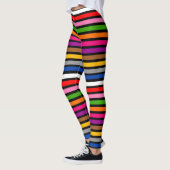 Zwart Multicolor Stripes Lines Patroon Design Leggings (Links)