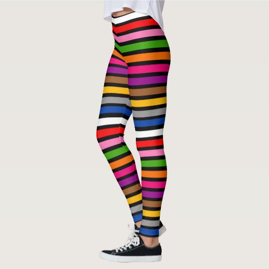 Zwart Multicolor Stripes Lines Patroon Design Leggings