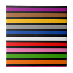 Zwart Multicolor Stripes Lines Patroon Design Tegeltje