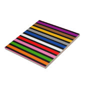 Zwart Multicolor Stripes Lines Patroon Design Tegeltje (Zijkant)