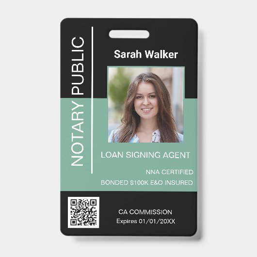 Zwart-munt voor notaris medewerker van het openbar badge (Voorkant)