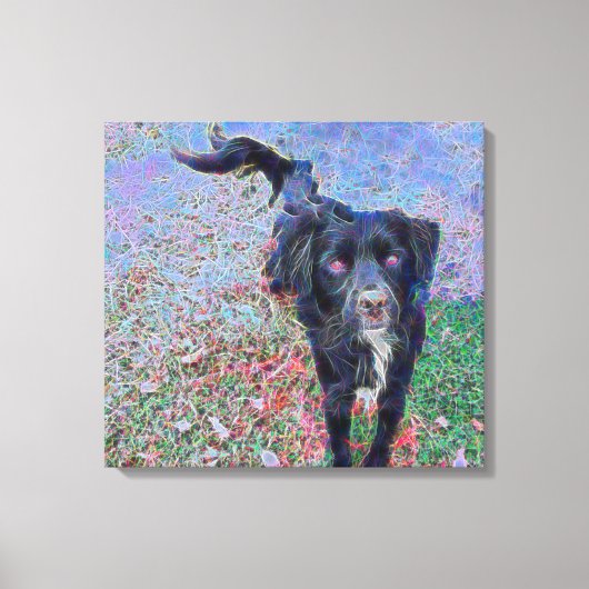 Zwart Mutt Digitaal Portret Canvas Afdruk (Voorkant)