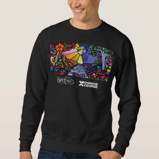 Zwart Muurschildering Crew Neck Sweatshirt (Voorkant)