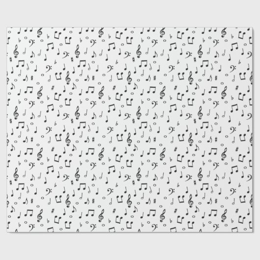 Zwart muziek inpakpapier (Vlak)