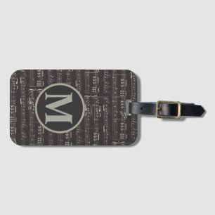  zwart muziekbriefje Patroonmonogram Bagagelabel