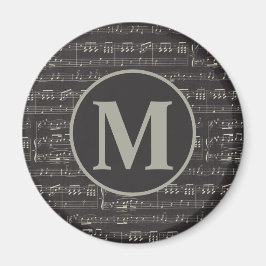 zwart muziekbriefje Patroonmonogram Magneet