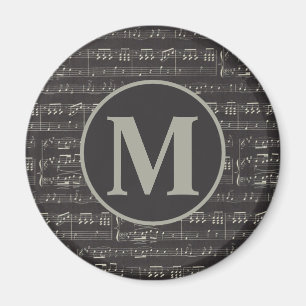 zwart muziekbriefje Patroonmonogram Magneet