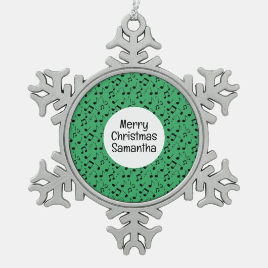 Zwart Muzieknoten Design Sneeuwvlok Ornament (Voorkant)