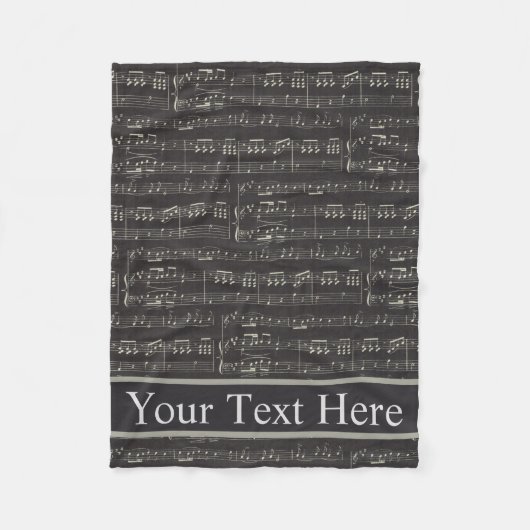  zwart muzieknotitiepatroon muziekthema fleece deken (Voorkant)