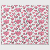 Zwart muzikaal en rood harten Verpakkingspapier Cadeaupapier (Vlak)