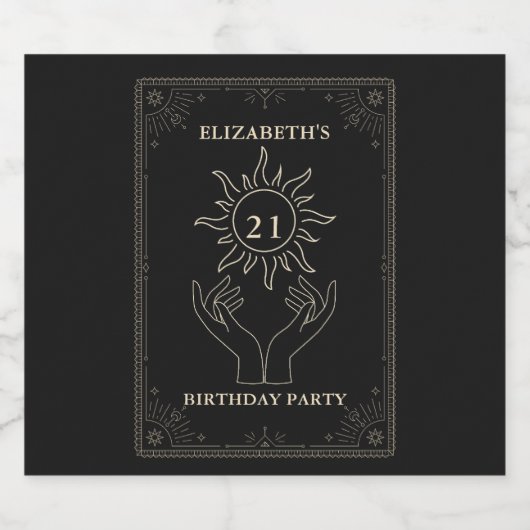 Zwart Mystic Astrology Star 21 Verjaardag Bier Etiket (Enkel label)