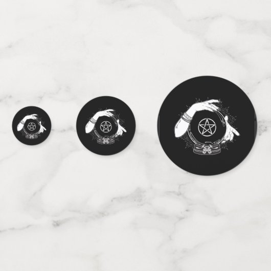 Zwart Mystic Fortune Teller Mystiek Crystal Party Confetti (Achterkanten)