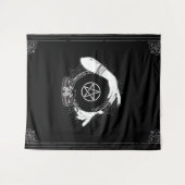 Zwart Mystic Fortune Teller Mystiek Crystal Party Wandkleed (Voorkant (horizontaal))