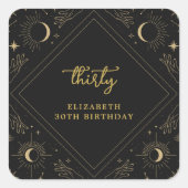 Zwart Mystic Horoscoop Maan Verjaardag Envelop Vierkante Sticker (Voorkant)