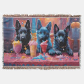 Zwart N Blauw Duits Herder Puppies N Milkshakes Deken (Voorkant)