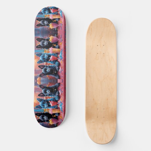 Zwart N Blauw Duits Herder Puppies N Milkshakes Persoonlijk Skateboard (Voorkant)