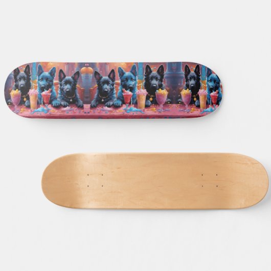 Zwart N Blauw Duits Herder Puppies N Milkshakes Persoonlijk Skateboard (Horizontaal)