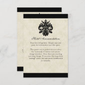 Zwart n Crème Fleur de Lis Damast Trouwjurk Informatiekaartje (Voorkant / Achterkant)