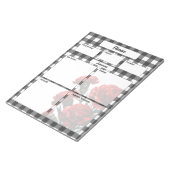 Zwart n Wit Bloemen Gingham_ Ziekte Temp 1 Notitieblok (Schuin)