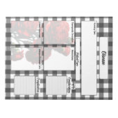 Zwart n Wit Bloemen Gingham_ Ziekte Temp 2 Notitieblok (Voorkant)