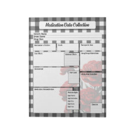 Zwart N Wit Bloemen _ Medicatie Data Collectie Notitieblok