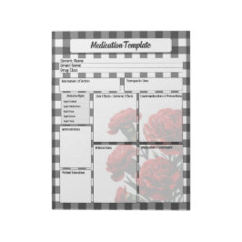 Zwart N Wit Bloemen _ Medicatie Sjabloon Notitieblok