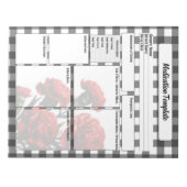 Zwart N Wit Bloemen _ Medicatie Sjabloon Notitieblok (Voorkant)