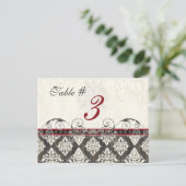 Zwart 'n Wit Damask rood Tafel Kaart Nummer (Staand voorkant)