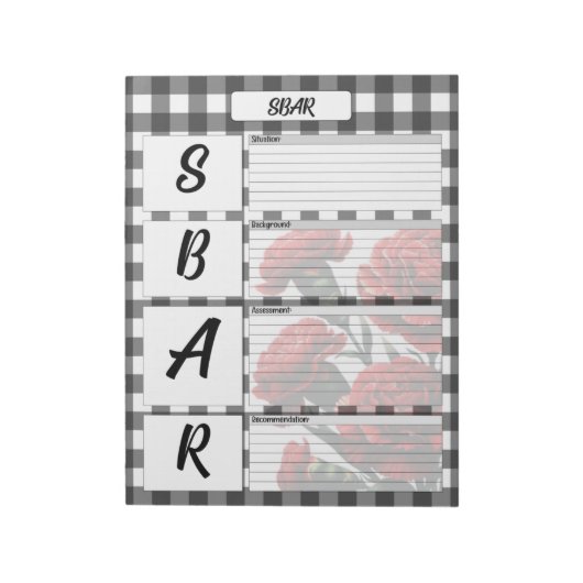 Zwart n Wit Floral_ SBAR Sjabloon Notitieblok (Linkerzijde)