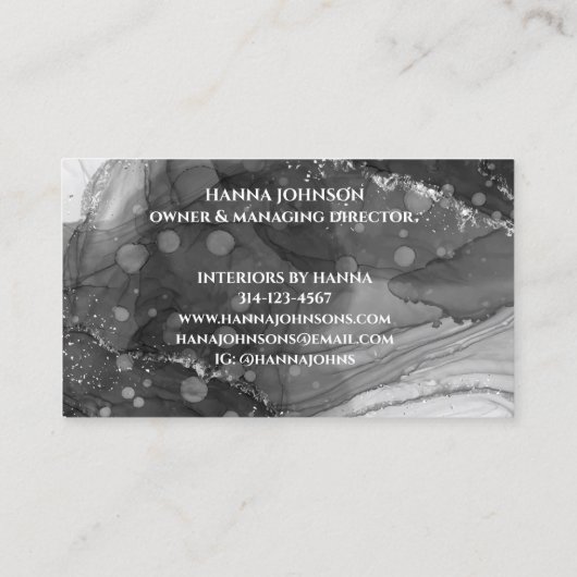 Zwart N Wit Marmeren Agaat Monogram initiaal geode Visitekaartje (Achterkant)