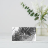 Zwart N Wit Marmeren Agaat Monogram initiaal geode Visitekaartje (Staand voorkant)