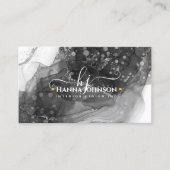 Zwart N Wit Marmeren Agaat Monogram initiaal geode Visitekaartje (Voorkant)
