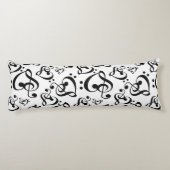 Zwart N Wit Muziek Clef Hart Patroon Dubbele kant Lichaamskussen (Achterkant)