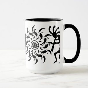 Zwart N Wit Zuidwest Kokopelli Tribal Sun Mok