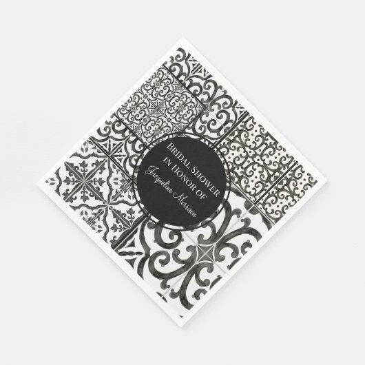 Zwart n Witte Tegel Patroon Moderne Boerderij Brui Servet (Hoek)