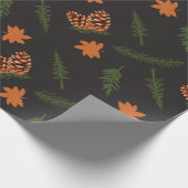 Zwart Naadloos Inpakpapier: Pine en Maple Leaf Cadeaupapier (Hoek)