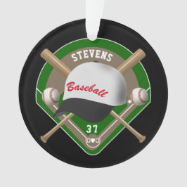 Zwart | Naam witte honkbal Diamond Player Ornament