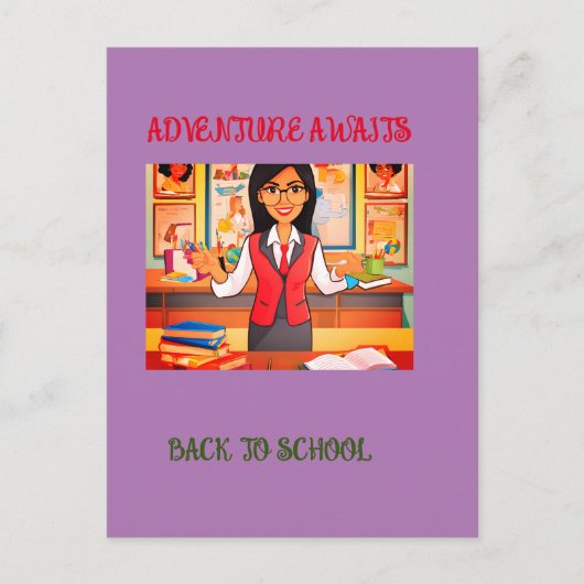 Zwart naar school standaard Briefkaart (Voorkant)