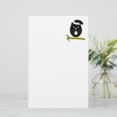 Zwart Nachtuilontwerp Briefpapier (Staand voorkant)