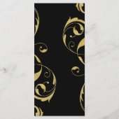 Zwart & namaak gouden bloemenswirl chic trouwmenu menu (Achterkant)