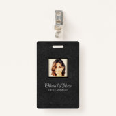 Zwart namaakleer badge (Voorkant met clip)