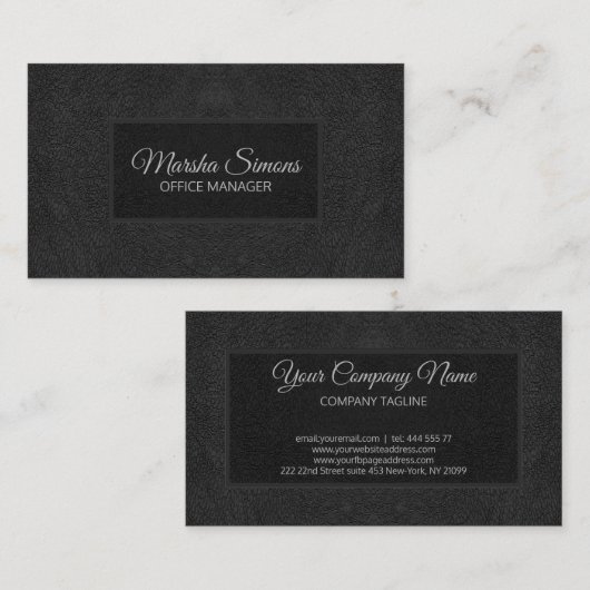 Zwart namaakleer visitekaartje (Voorkant / Achterkant)