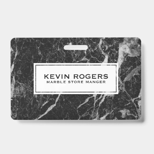 Zwart namaakmarmer witte accent badge (Voorzijde)