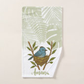 Zwart-Naped Monarch genesteld tussen de bladeren Bad Handdoek (Handdoek)