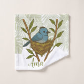 Zwart-Naped Monarch genesteld tussen de bladeren Bad Handdoek (Wasdoekje)