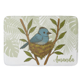 Zwart-Naped Monarch genesteld tussen de bladeren Badmat