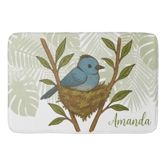 Zwart-Naped Monarch genesteld tussen de bladeren Badmat (Voorkant)