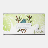 Zwart-Naped Monarch genesteld tussen de bladeren Bureaumat (Keyboard & Muis)