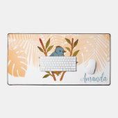 Zwart-Naped Monarch genesteld tussen de bladeren Bureaumat (Keyboard & Muis)